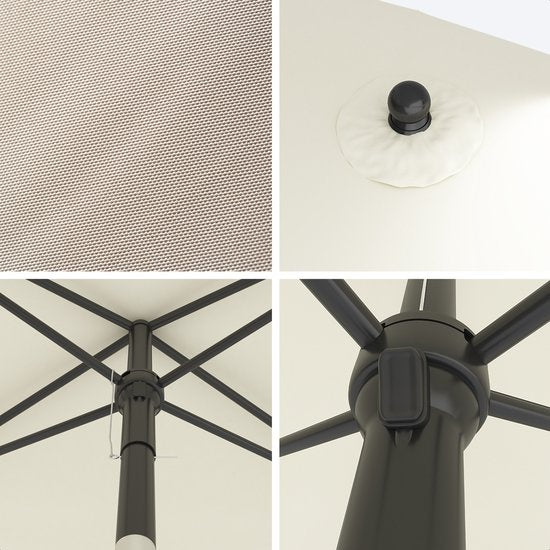 LifeGoods Parasol - Incl. Hoes - 30° Kantelbaar - Waterdicht - Crème - 200 x 125 cm