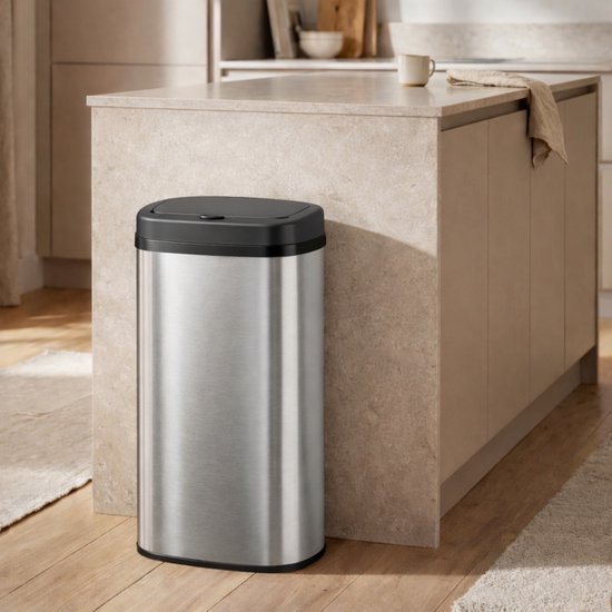 Bayt Prullenbak - Prullenbak 60 Liter - Vuilnisbak - Afvalbak - Metaal - Zilver