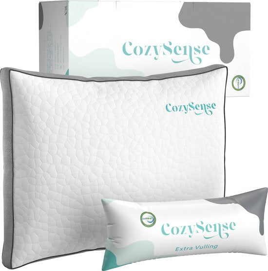 CozySense® Hoofdkussen Traagschuim - Ergonomisch Memory Foam Kussen - Tegen Nekklachten - Aanpasbaar Slaapkussen - Pillow - Zijslaper, Rug-, & Buikslaper