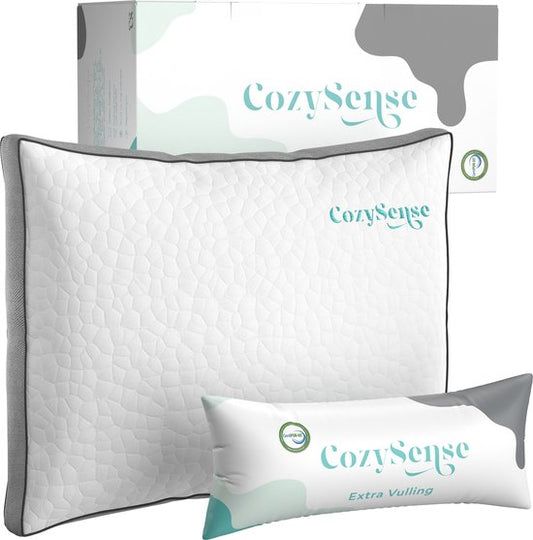 CozySense® Hoofdkussen Traagschuim - Ergonomisch Memory Foam Kussen - Tegen Nekklachten - Aanpasbaar Slaapkussen - Pillow - Zijslaper, Rug-, & Buikslaper