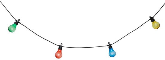 Atmosphera Solar tuin feestlampjes lichtsnoer - gekleurd - kunststof - 490 cm - buiten - Led licht - tuinverlichting op zonne-energie