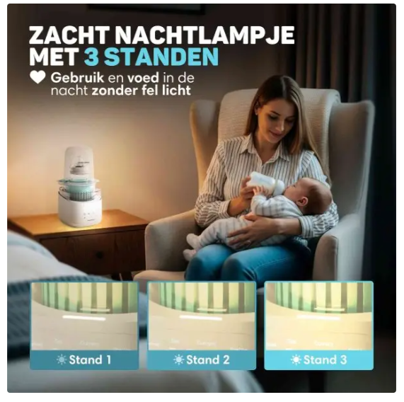 Vulpes Goods® – Flessenwarmer PRO V2 – 10-in-1 – Voorzien Van Steriliseerfunctie En Nachtlampje En 24 Uur Warmhoudfunctie En Timer – Voor Alle Flessenmerken En Potjes – Deluxe Wit En Zacht Blauw BPA-vrij Kunststof