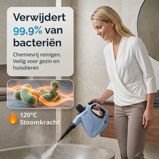 Joyware® 18-in-1 Stoomreiniger S2 – Handstoomreiniger met Steam Lock – Tapijtreiniger & Vlekkenreiniger voor Bank, Badkamer & Bekleding – Steam Cleaner – 1050W – 450ML