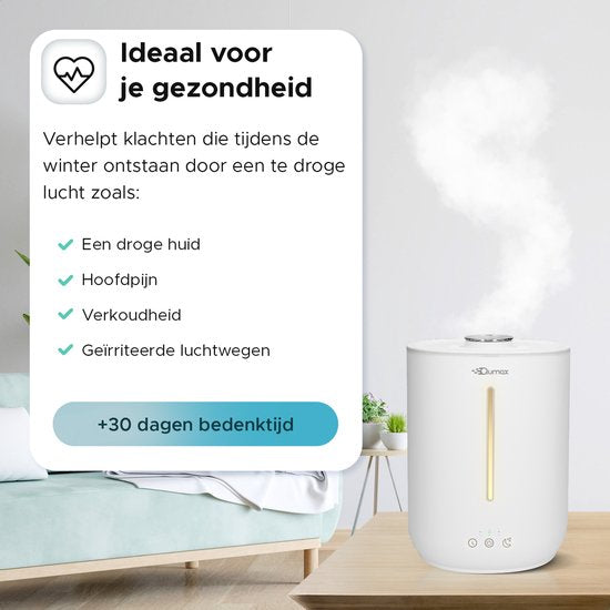Qumax Luchtbevochtiger met Aromatherapie – Air Humidifier – Diffuser voor Woonkamer, Kantoor, Babykamer, Slaapkamer – Verschillende Standen – Stil Ontwerp – Vernevelaar 2,8L