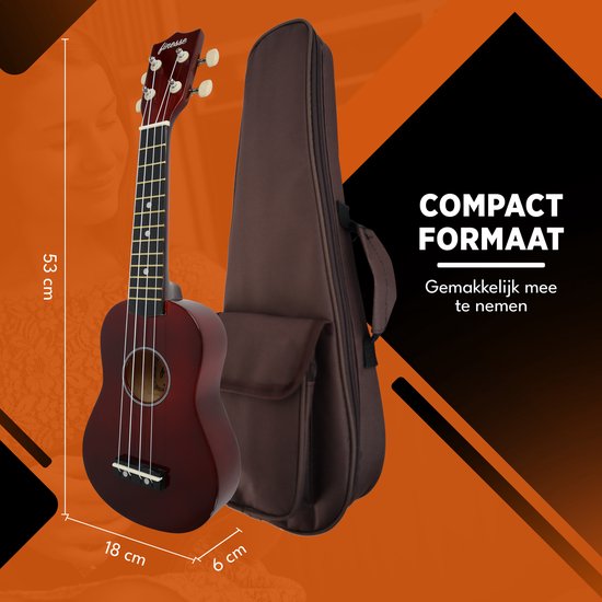 Finesse Ukelele - Starterset - 21" - Ukulele - Kind - Muziekinstrument - Bordeaux