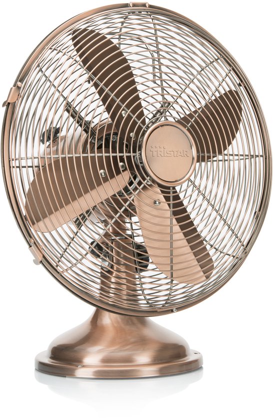 Tristar Retro Tafelventilator 30 cm – Koperen Afwerking – 3 Snelheden – Oscillerend – VE-5970