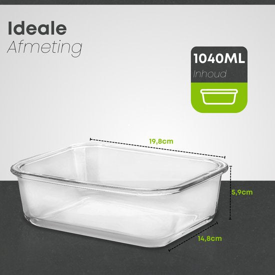 Savoré Kitchen Vershoudbakjes Set - met Stoom Deksel - Meal Prep Bakjes - Diepvriesbakjes Glas - Luchtdicht - 5 Stuks - 1040 ML