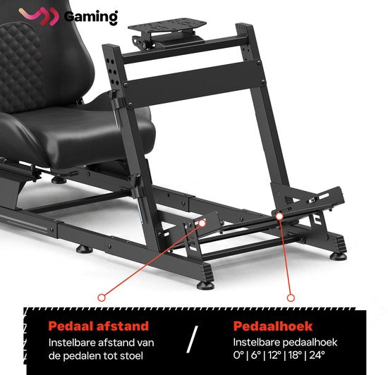 VDD Gaming Op Sim Racing Cockpit – Zwart op Zwart - Aluminium