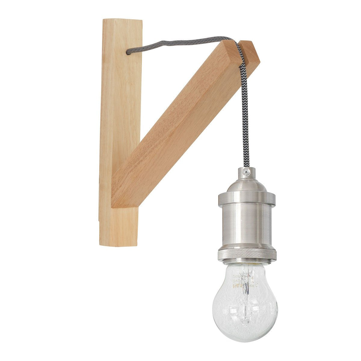 Wandlamp Mexlite Dion 7787BE bruin hout 30x28 cm met aan/uit schakelaar voor binnen Scandi-stijl