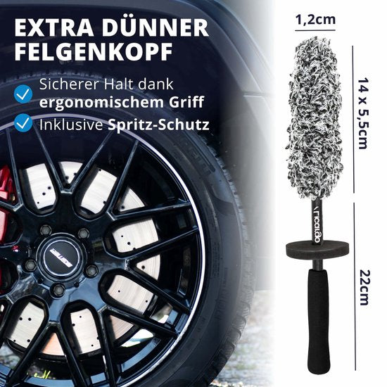 Icargo Microvezel Velgborstel Extra Dun 40 cm - Flexibele Velgenborstel voor Diepe Velgbedden en Smalle Spaken - Zwart