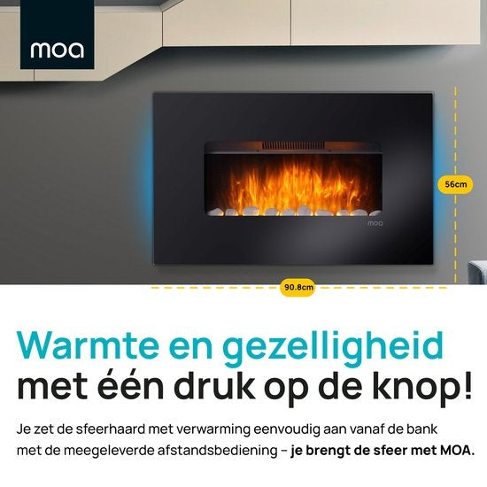 MOA Elektrische Haard - Sfeerhaard - Kachel - Zwart - Afstandsbediening - Ambilight - EF201FB
