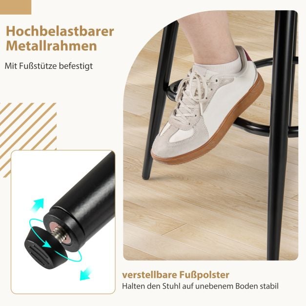 Coast Set van 2 Barkrukken - Wit/Zwart - 360° Draaibaar - Zithoogte 69 cm