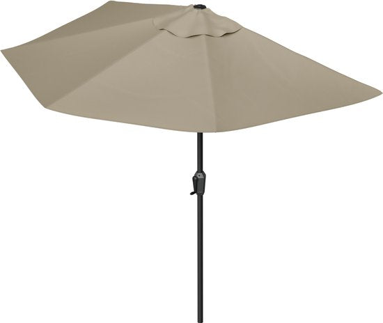 LifeGoods Balkon Parasol - Tuin - 270x135 cm - Halfronde Parasol - Waterdicht - UPF50+ - Taupe
