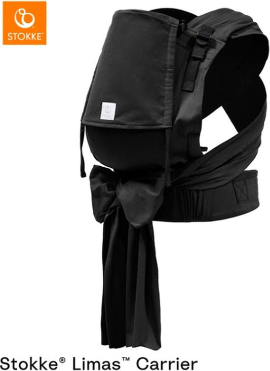 Stokke Limas Carrier Plus, Zwart - Versie 2023 (OCS) - Babydrager met halve gesp - Drie draagopties - Veilig voor baby's van 1 maand/ 4 kg tot 18 kg