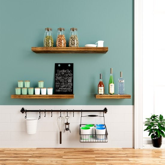 Casaria Wandplank - MDF - Tot 15Kg - 90 cm x 23 cm x 3,8 cm - Donker Eiken