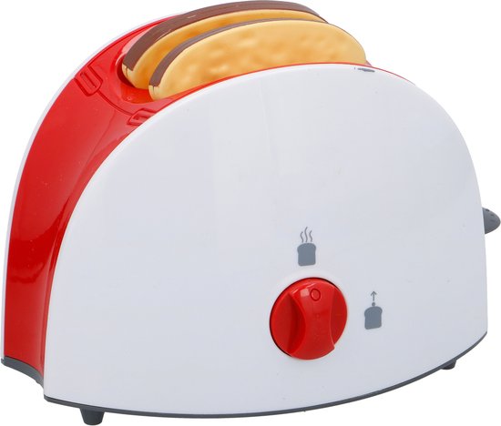 Eddy Toys Speelgoed Broodrooster - Speelgoed Keukengerei Toaster - Incl. Toast - Wit