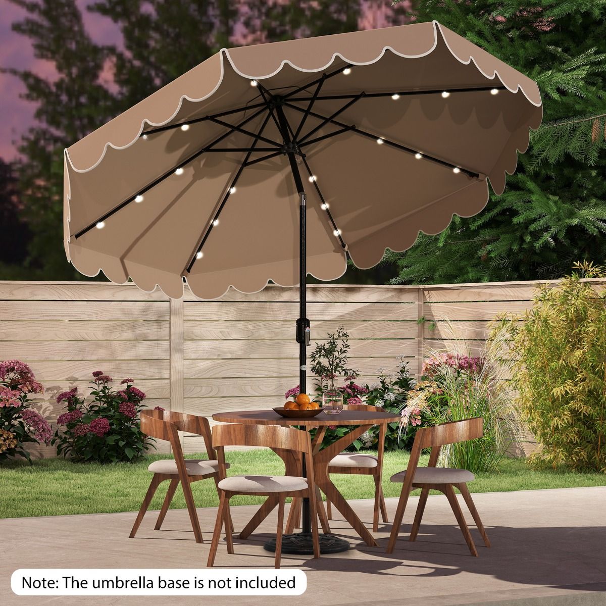 Coast tuinparasol met LED-verlichting - slingerbediening - kantelbaar tot 35° - bruin 300 x 253 cm