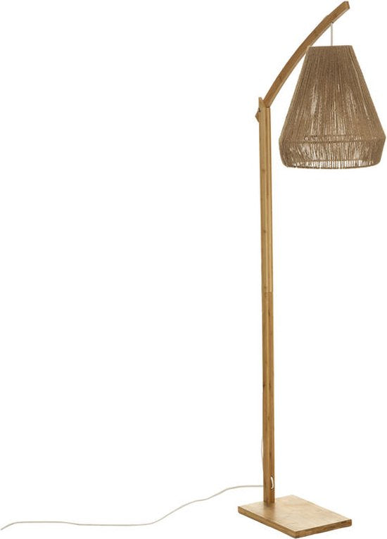 Bamboe boogstaande lamp met gevlochten hennep lampenkap PALM