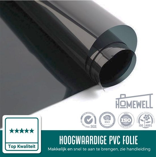 Homewell Zonwerende HR Raamfolie 90x300cm - UV protectie - Isolerend & Zelfklevend- Zwart Tint 39%