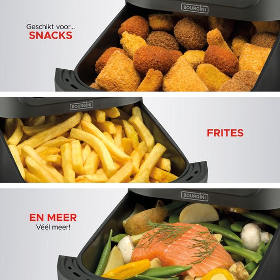 Bourgini Slimfit Airfryer Pure XL - Heteluchtfriteuse - 5 liter - 1500W - PFAS vrij