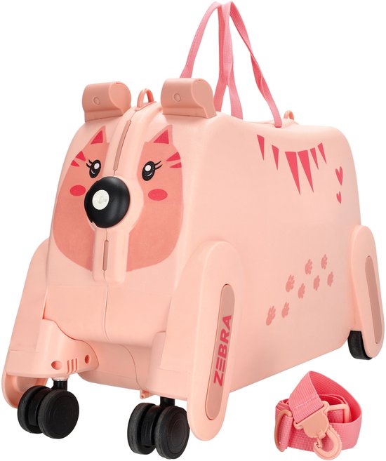Zebra Trends Ranger Kinder Koffer - Handbagage - Kids - Zitkoffer - Kinderen - Roze