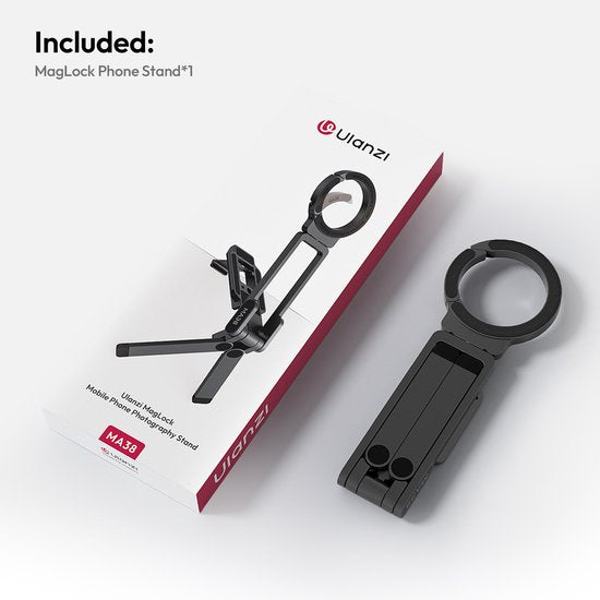 Ulanzi MA38 MagLock Mobiele Telefoonfotostandaard - MagSafe Handgreep en Standaard - Met 2 Cold Shoe Mounts - Aluminium