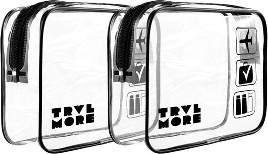 TRVLMORE Transparante Toilettas - 2 Stuks - Zwart/Transparant