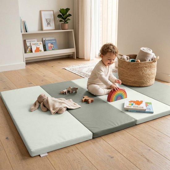 Sunny Dani Foam Speelmat – Opvouwbare Foam Mat – Softplay - Zacht en Veilig Speelkleed – Beige en Grijs – Vanaf 3 maanden