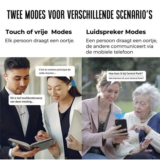 Shine Vertaalcomputer - Vertaal apparaat met spraak - Draadloze Oordopjes Wit - EarPods met Vertaalfunctie - Bluetooth 5.0 - 127 Talen en 97% Accuraat - 24 Uur Batterij