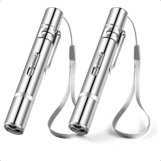 Tech Essentials 7-In1 Laserpen - Rood - Oplaadbaar - Patronen - UV Licht - Laslampje - Laser Kat - Hond - Kattenspeelgoed - Hondenspeelgoed - Puppy - Poes - 2-Pack