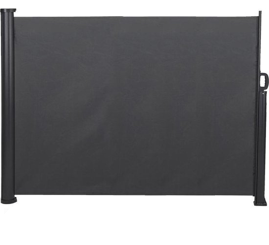 Infinity Goods Verstelbaar Windscherm – 300 x 160 cm – Uitrekbaar – Inrolbaar – Zonnewering – Buitenruimtes, Strand, Patio, Balkon, Camping - Beschutting – Zijkant Luifel – Weerbestendig - Antraciet