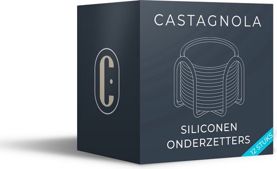 Castagnola Siliconen Onderzetters – Onderzetters voor Glazen – Design Onderzetters met Houder – Onderzettersset – Anti Slip - Set van 12 – Beige
