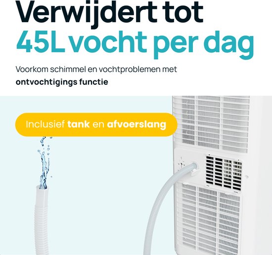 MOA Mobiele Airco - 9.000 BTU - 3-in-1 - Met Afstandbediening - Tot 30m² - Airconditioner met Ontvochtigingsfunctie - Raamafdichtingskit - Wit