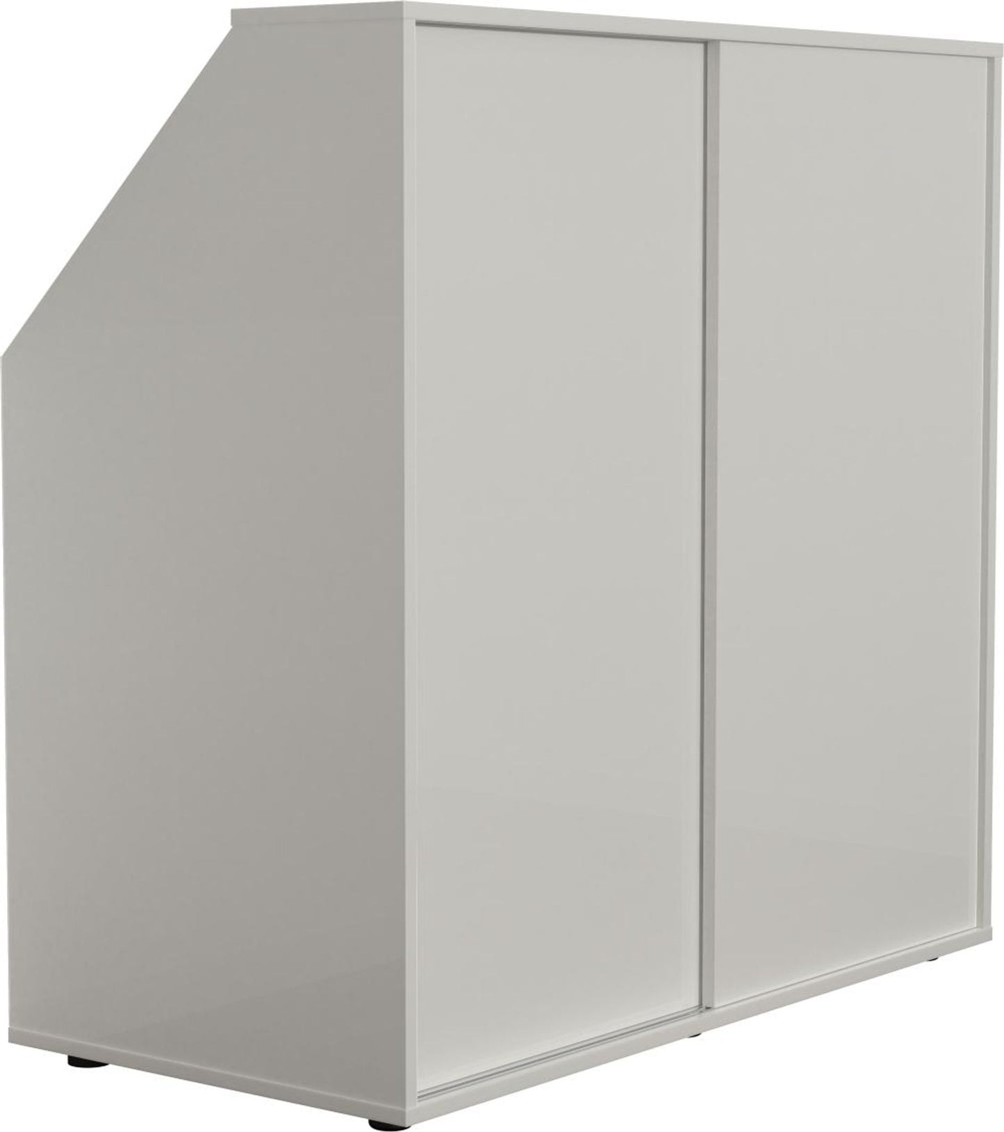 VDD schuine wandkast kledingkast - wit - 100x100x50 cm – schuifdeuren – planken en kledingstang