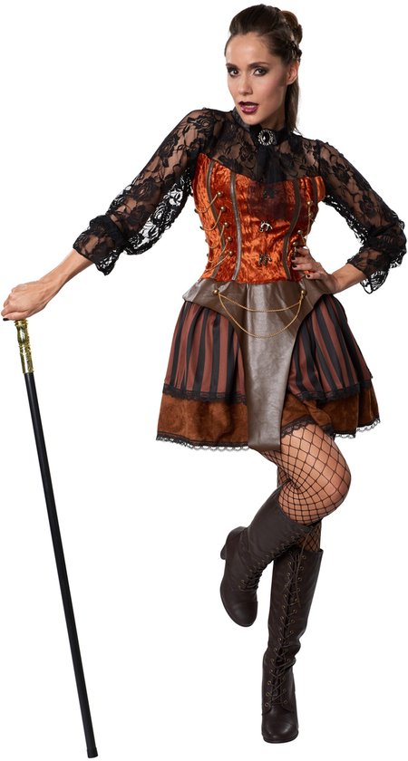 dressforfun - Steampunk gravin XXL - verkleedkleding kostuum halloween verkleden feestkleding carnavalskleding carnaval feestkledij partykleding - 302314