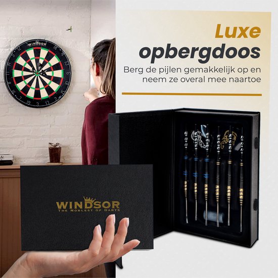 WINDSOR® Cavalier 3 Dartpijlen Set - Incl. Opbergdoos, Flights