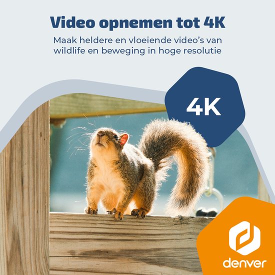 Denver Wildcamera met Nachtzicht en WiFi - 4K Ultra HD - 48mp - WiFi - App voor smartphone - LCD scherm - Zonnepaneel oplaadbaar - WSW8120 - Model 2026
