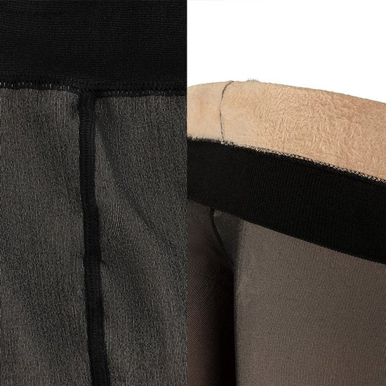 Fleece Panty - Zwart Nude - Maat L/XL - Thermo Panty Huidskleur - Anti ladder - Fleece Legging Dames