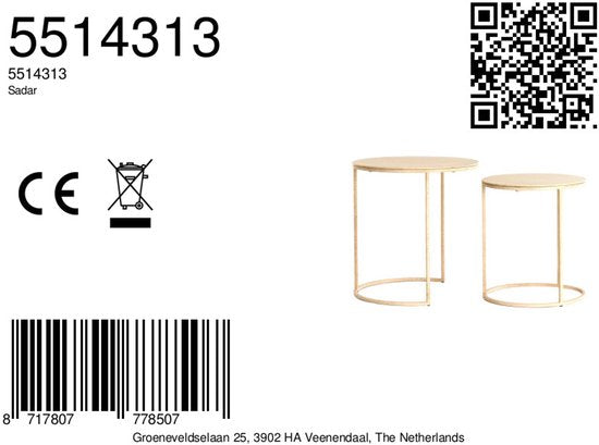 Light & Living Bijzettafel Sadar - Bruin - Ø52x46cm + Ø50x40cm -