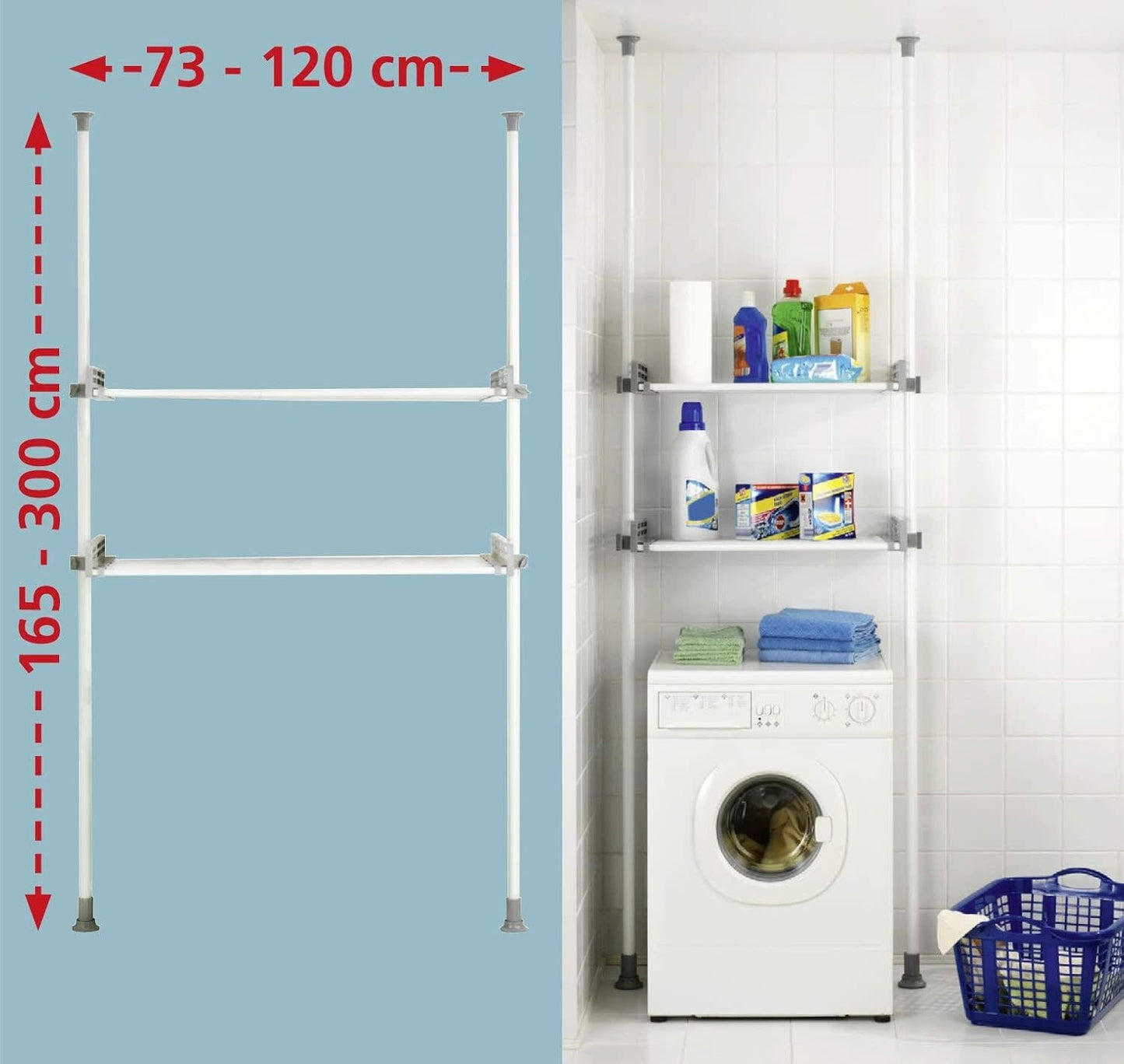 Wenko Herkules Twin Telescopisch Garderobesysteem Wit - 73-120 x 165-300 cm