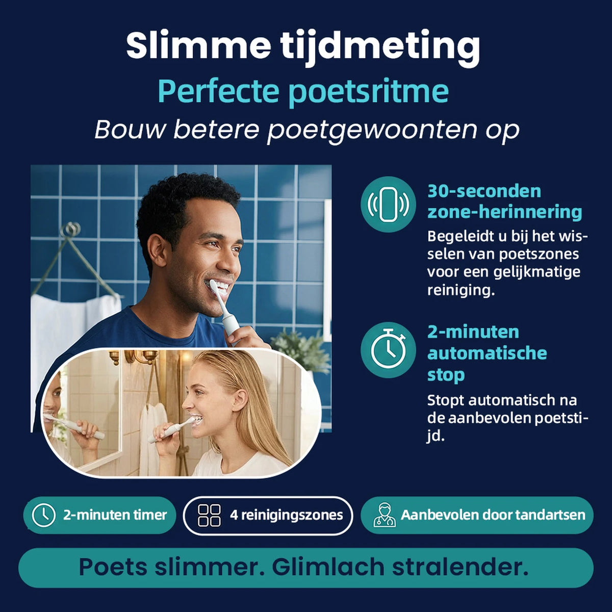 Bair Care A9 Sonische Elektrische Tandenborstel - 5 Reinigingsstanden - 3 Intensiteiten - 180 Dagen Batterijduur - IPX7 Waterdicht
