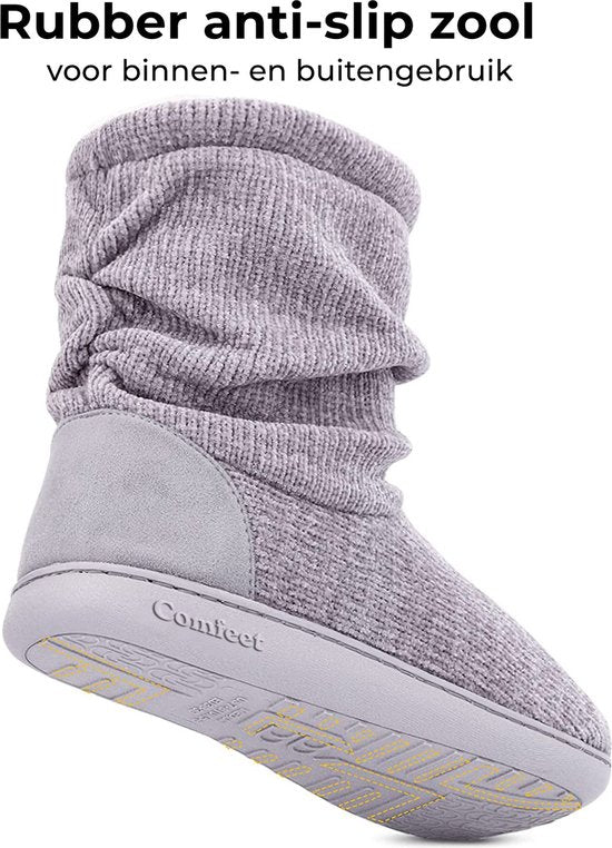 Pantoffels Dames - Sloffen - Maat 40/41 - Grijs - Anti-slip - Comfeet
