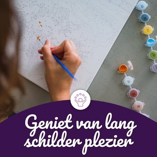 Rubye® Schilderen Op Nummer Volwassenen – Kleurrijke Kat – Inclusief Verf en Penselen – Canvas Schildersdoek – Kleuren op Nummer – 40x50cm