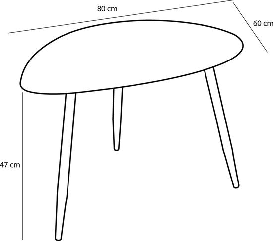 Mica Decorations Bijzettafel - Set van 2 - L80 x B60 x H47 cm - Metaal - Zwart