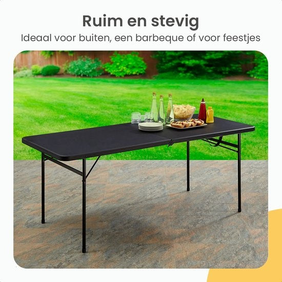 Goliving Inklapbare Tafel – Klaptafel – Campingtafel – Vouwtafel Buiten – Weerbestendig – 122 x 60 x 74 cm – Zwart