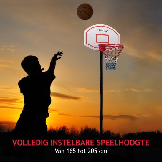 Dunlop Basketbalpaal - Basketbalstandaard - 165-205cm Verstelbaar- Basketbalring met Standaard