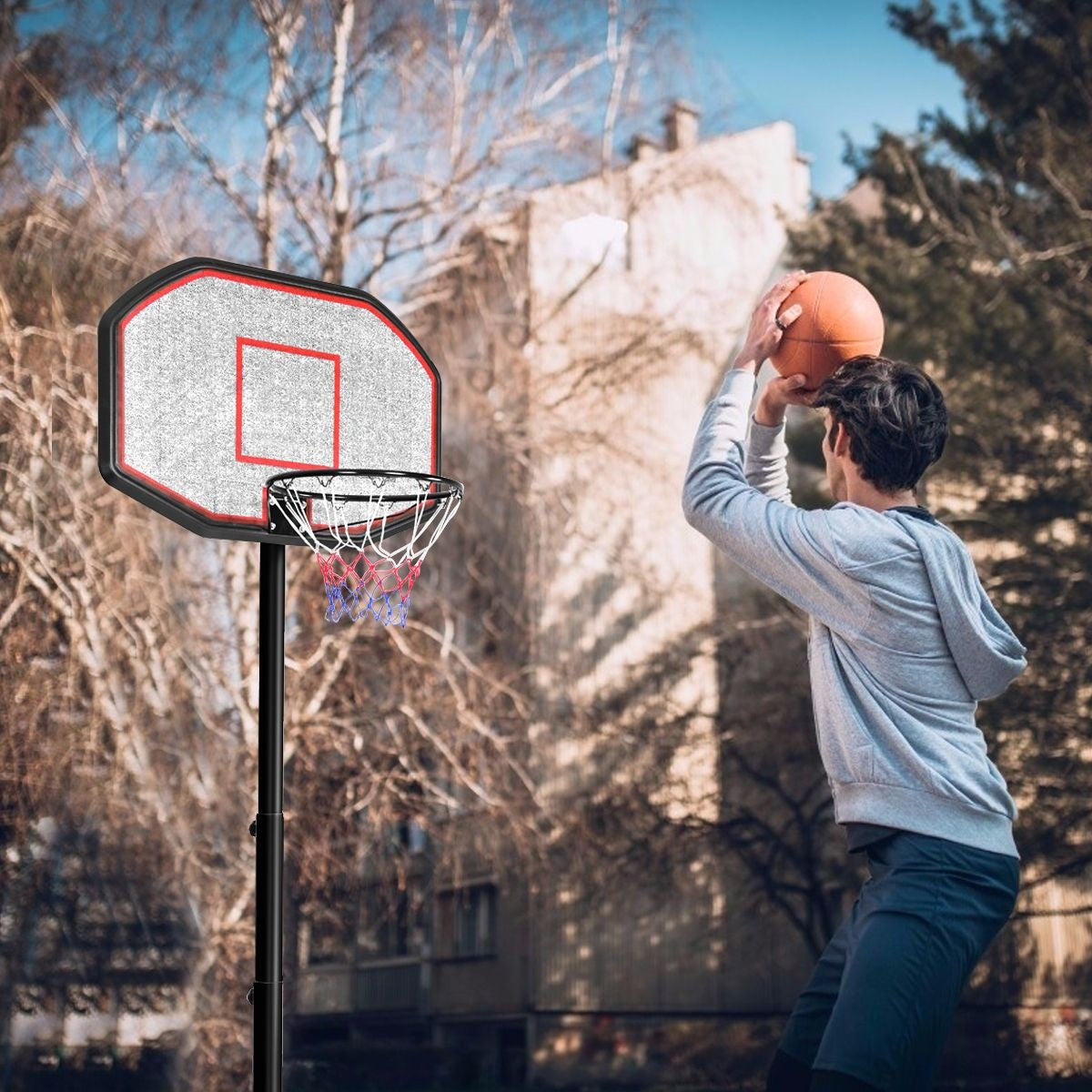 Coast Basketbalpaal - Basketbalring Met Standaard - 220-305 cm Hoogte - Zwart