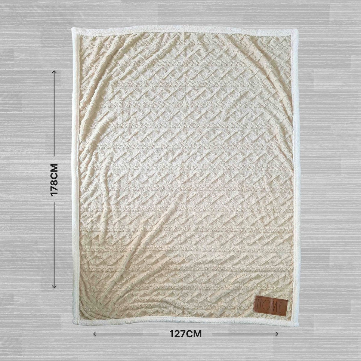 O’DADDY® Plaid beige met witte bies – plaids super zacht– deken 135x185 cm