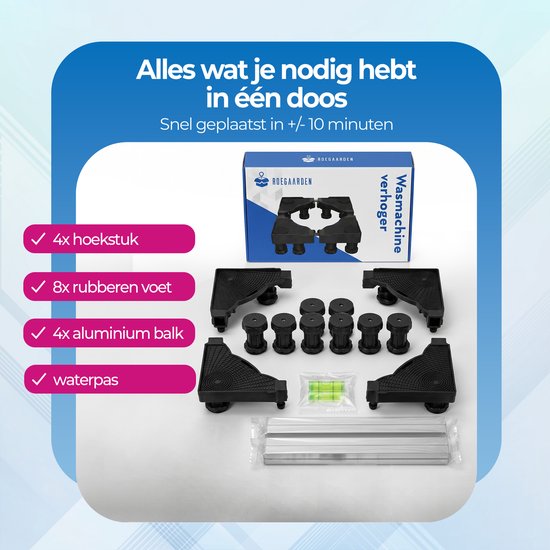 Roegaarden Wasmachine Verhoger - Anti-Trilling - Verstelbaar - 8 Poten Stabiliteit - Gemakkelijk te installeren