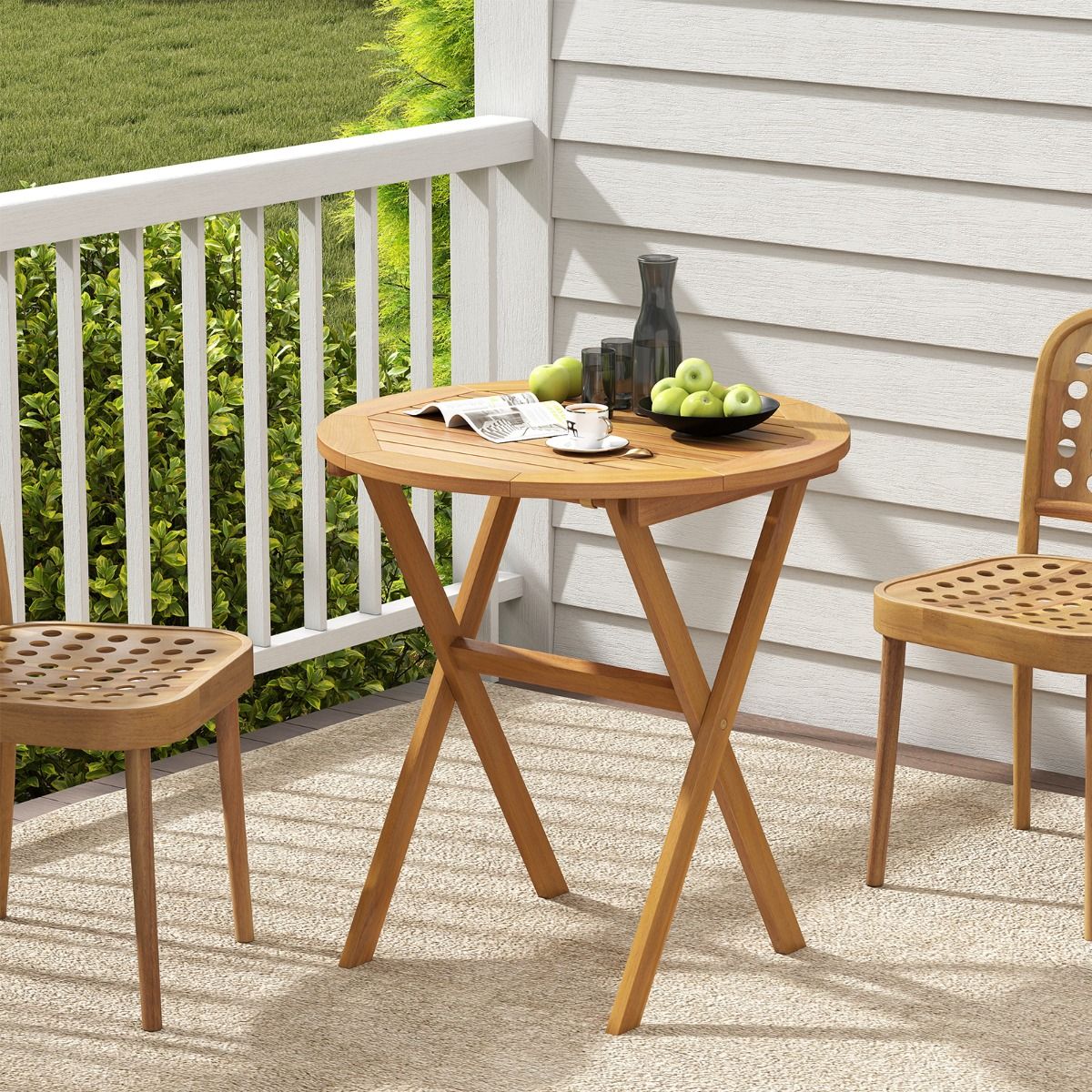 Coast ronde tuintafel - opvouwbaar - acaciahout - 67 cm - naturel